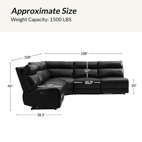 Valentin Modern Oversize Genuine Leather CornerundefinedPowerundefinedRecliningundefinedSectional Sofa with USB Port and Type C by HULALA HOME On Sale Bed Bath Beyond 40681480